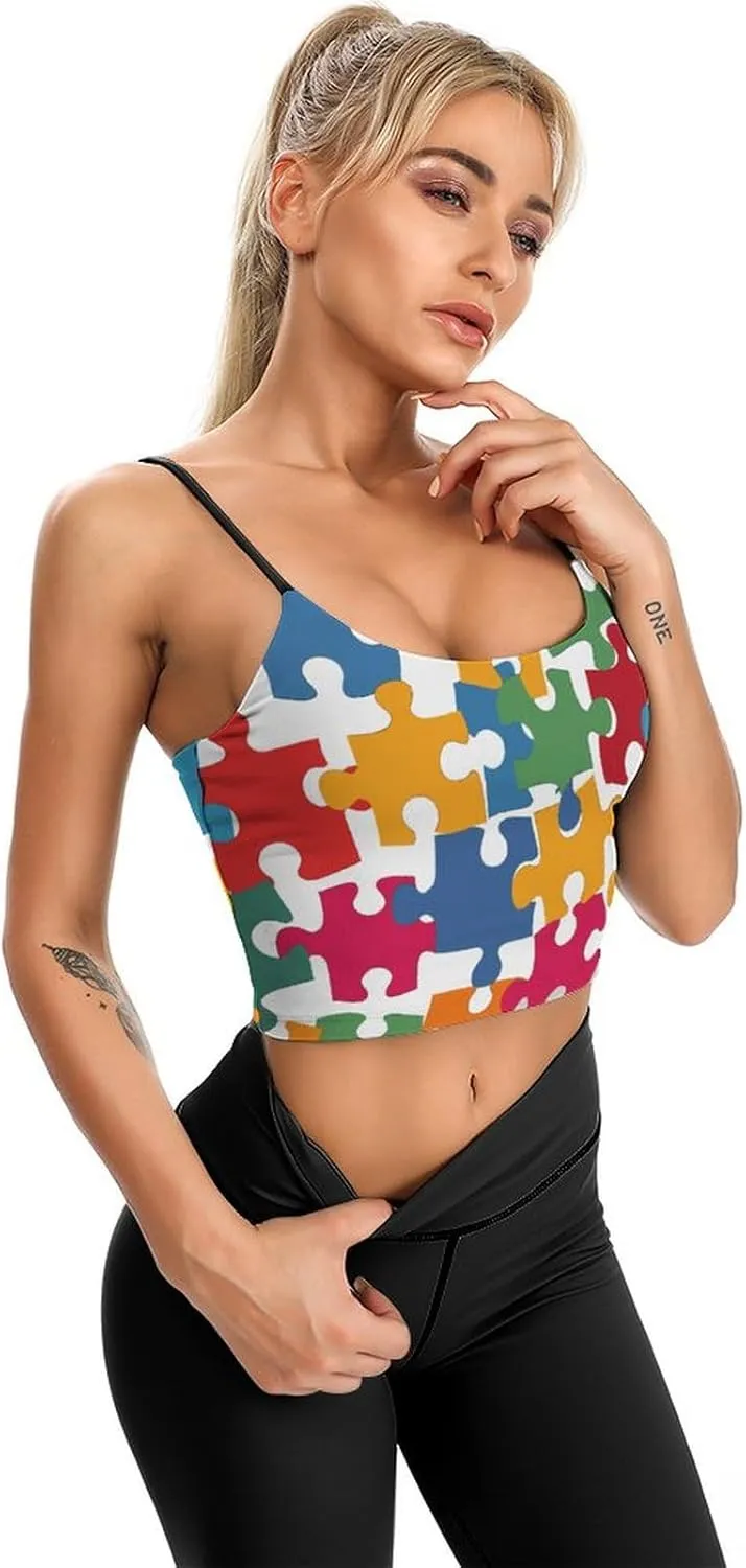 Summer Sleeveless for Women, Loose Fit Basic Casual Summer Sleeveless Shirts Colour Jigsaw Printed Camisole