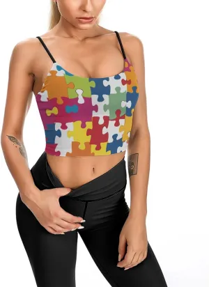 Summer Sleeveless for Women, Loose Fit Basic Casual Summer Sleeveless Shirts Colour Jigsaw Printed Camisole