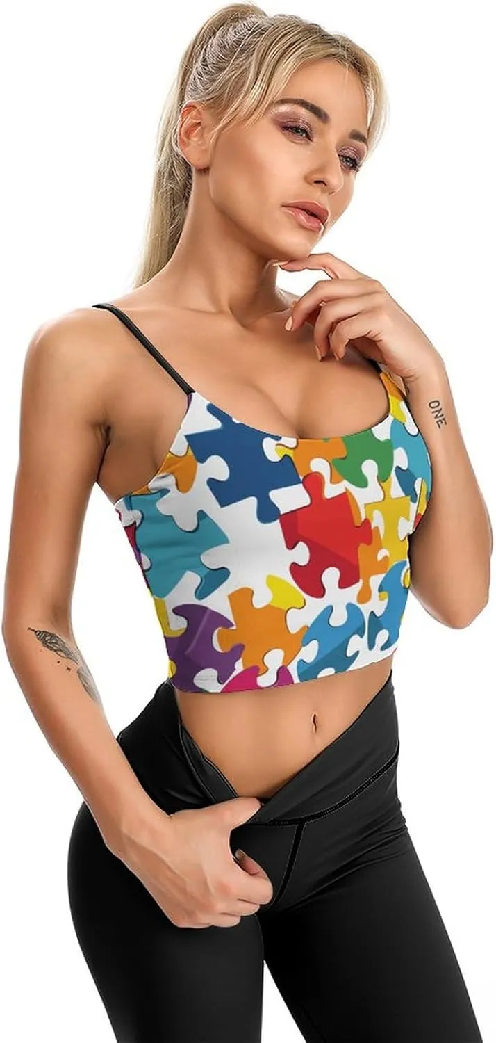 Summer Sleeveless for Women, Loose Fit Basic Casual Summer Sleeveless Shirts Colour Jigsaw Printed Camisole