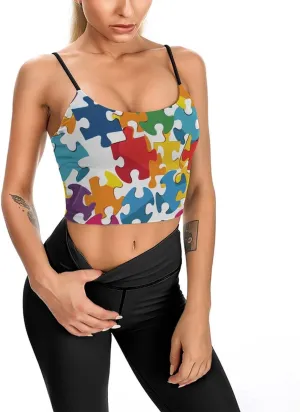 Summer Sleeveless for Women, Loose Fit Basic Casual Summer Sleeveless Shirts Colour Jigsaw Printed Camisole