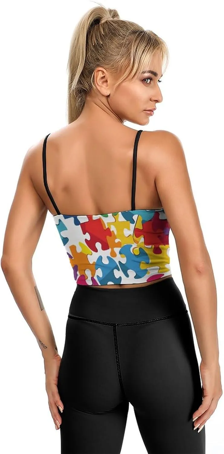 Summer Sleeveless for Women, Loose Fit Basic Casual Summer Sleeveless Shirts Colour Jigsaw Printed Camisole