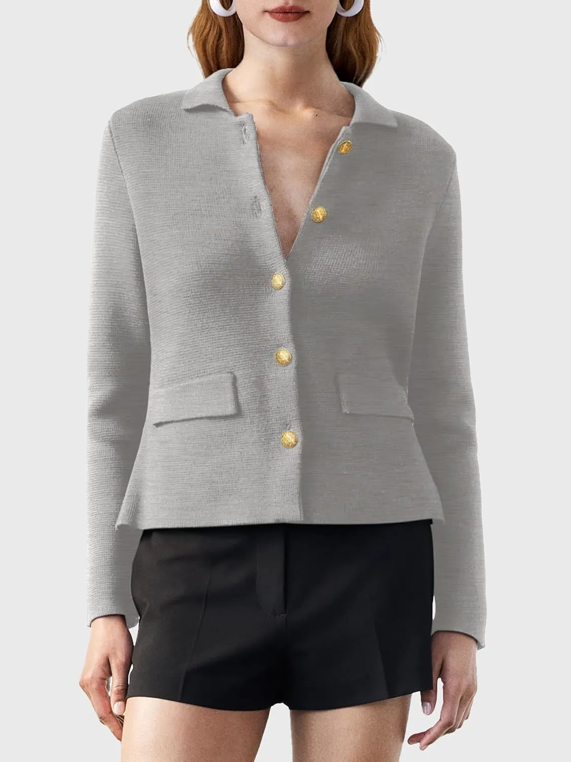 SuperPrity Cardigan Sweaters for Women Long Sleeve Lightweight Cropped Knit Blazer Button Jacket 2024 Fashion Fall Outfits