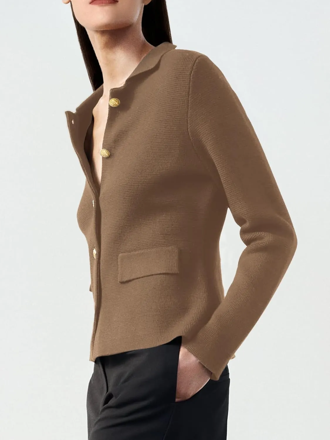 SuperPrity Cardigan Sweaters for Women Long Sleeve Lightweight Cropped Knit Blazer Button Jacket 2024 Fashion Fall Outfits