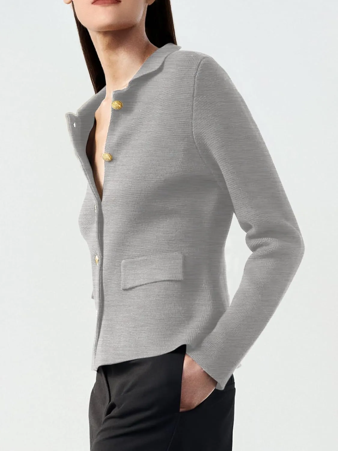 SuperPrity Cardigan Sweaters for Women Long Sleeve Lightweight Cropped Knit Blazer Button Jacket 2024 Fashion Fall Outfits