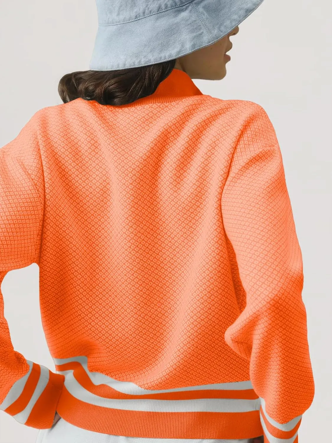 SuperPrity Cardigan Sweaters for Women Long Sleeve Zip Up Lightweight Knit Jacket 2024 Fashion Fall Baseball Coats Outwear