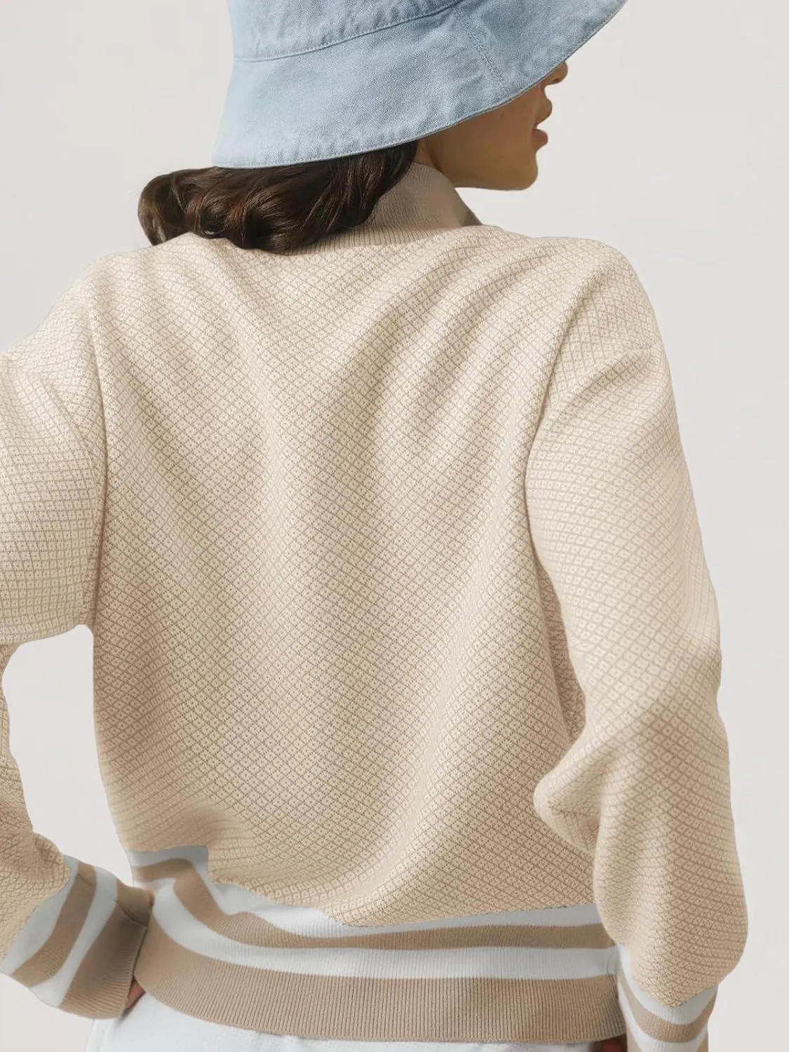 SuperPrity Cardigan Sweaters for Women Long Sleeve Zip Up Lightweight Knit Jacket 2024 Fashion Fall Baseball Coats Outwear