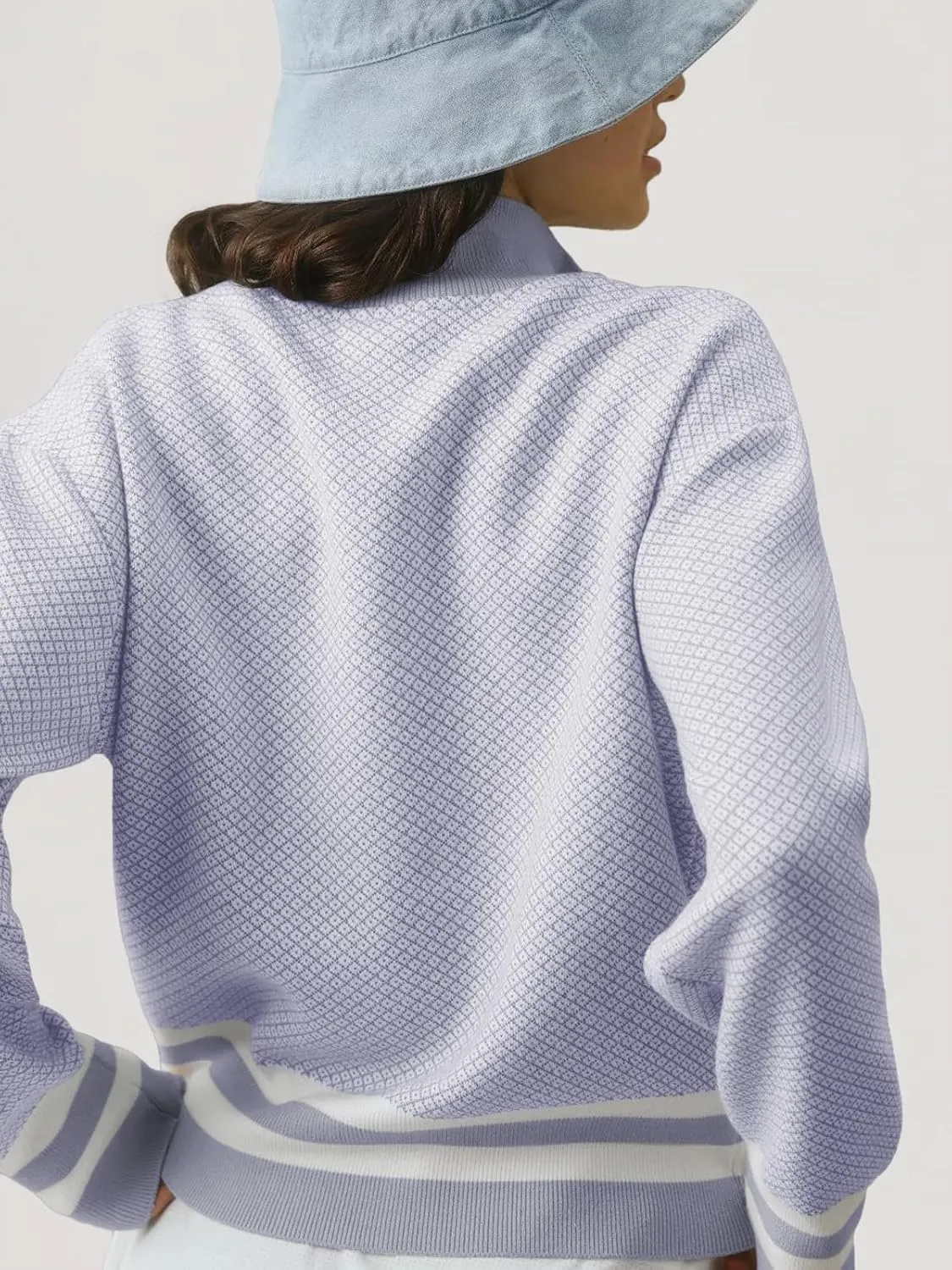 SuperPrity Cardigan Sweaters for Women Long Sleeve Zip Up Lightweight Knit Jacket 2024 Fashion Fall Baseball Coats Outwear