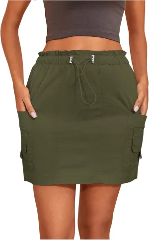 SweatyRocks Women's Cargo High Waisted Lightweight Short Skirts Casual Skorts with Pockets