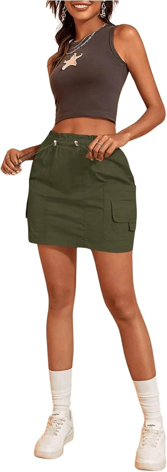 SweatyRocks Women's Cargo High Waisted Lightweight Short Skirts Casual Skorts with Pockets