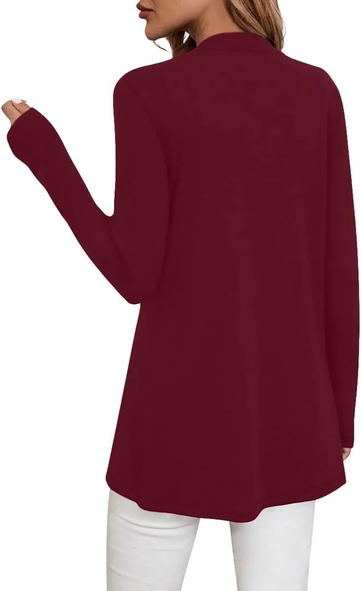 Sweet Hearts Long Sleeve Black Cardigan for Women- Lightweight Open Front Knit Sweaters Womens Kimonos Fall Duster