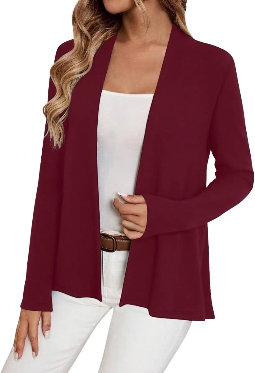 Sweet Hearts Long Sleeve Black Cardigan for Women- Lightweight Open Front Knit Sweaters Womens Kimonos Fall Duster