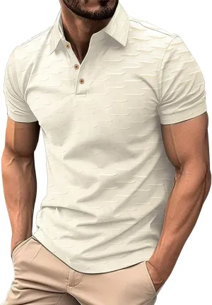 T Shirts Men and Fashionable Thousand Bird Grid Color Blocking Button Standing Collar Short Sleeved Golf Shirts for