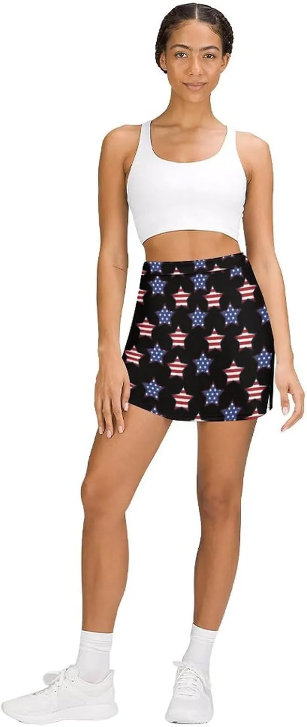 TAIZIYEAH American Flag Tennis Skirts for Women Athletic Golf Skorts Soft