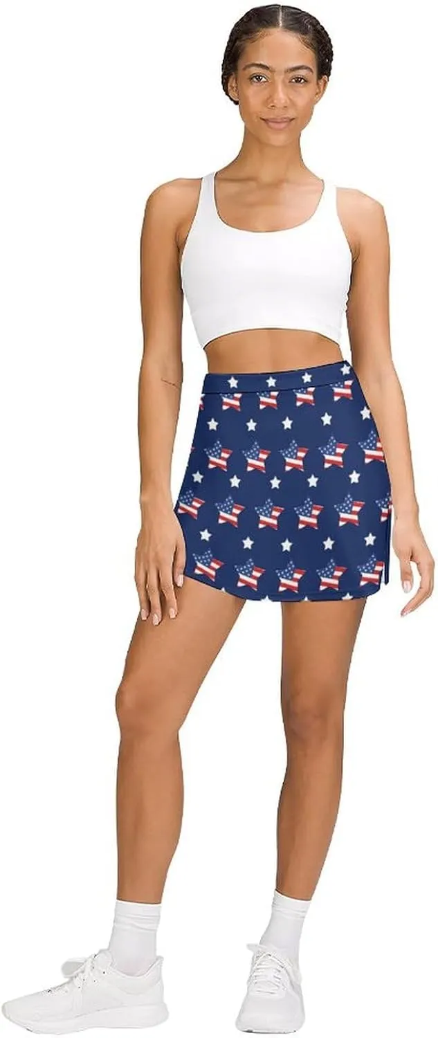 TAIZIYEAH American Flag Tennis Skirts for Women Athletic Golf Skorts Soft