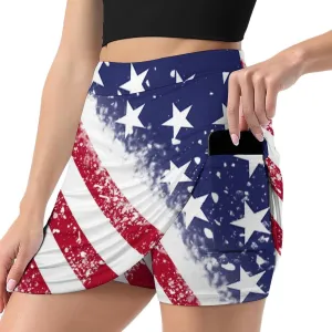 TAIZIYEAH American Flag Tennis Skirts for Women Athletic Golf Skorts Soft