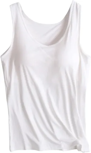 Tank Top with Built in Bra for Women Basic Yoga Top Sleeveless Scoop Neck Tank Top Cotton Tank Summer Casual Tops