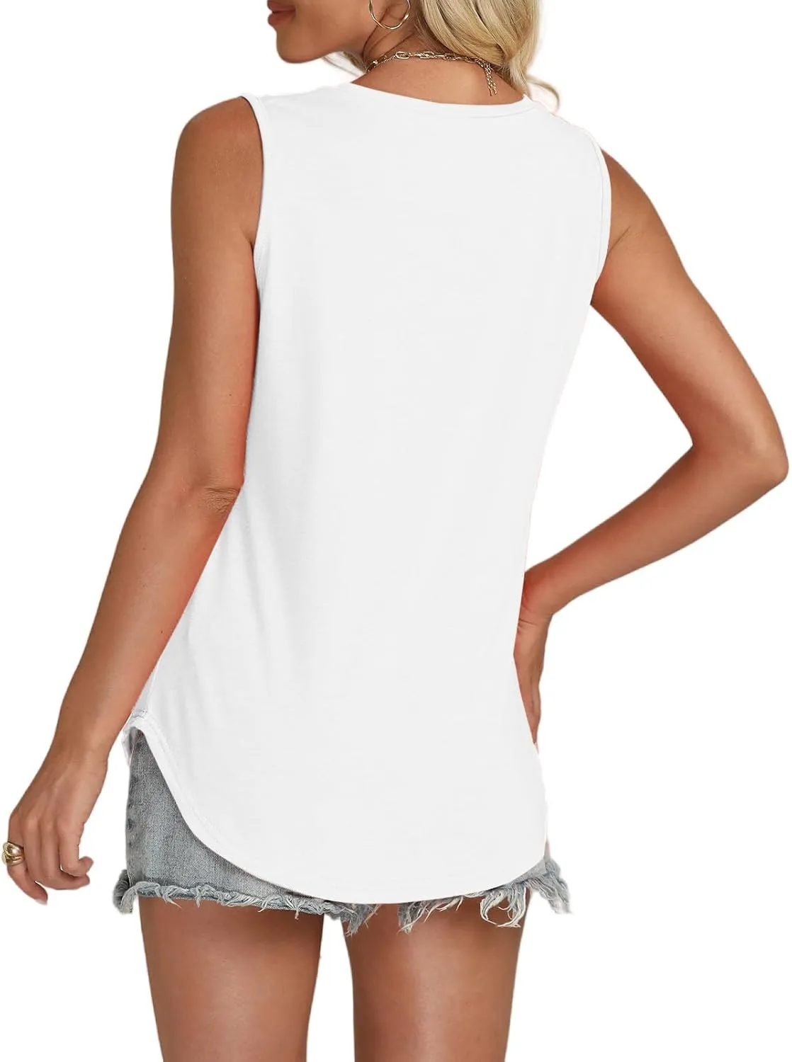 Tank-Tops-for-Women 2025 Summer Pleated Sleeveless Casual Loose Fit V Neck Tunics Dressy Flowy Shirts