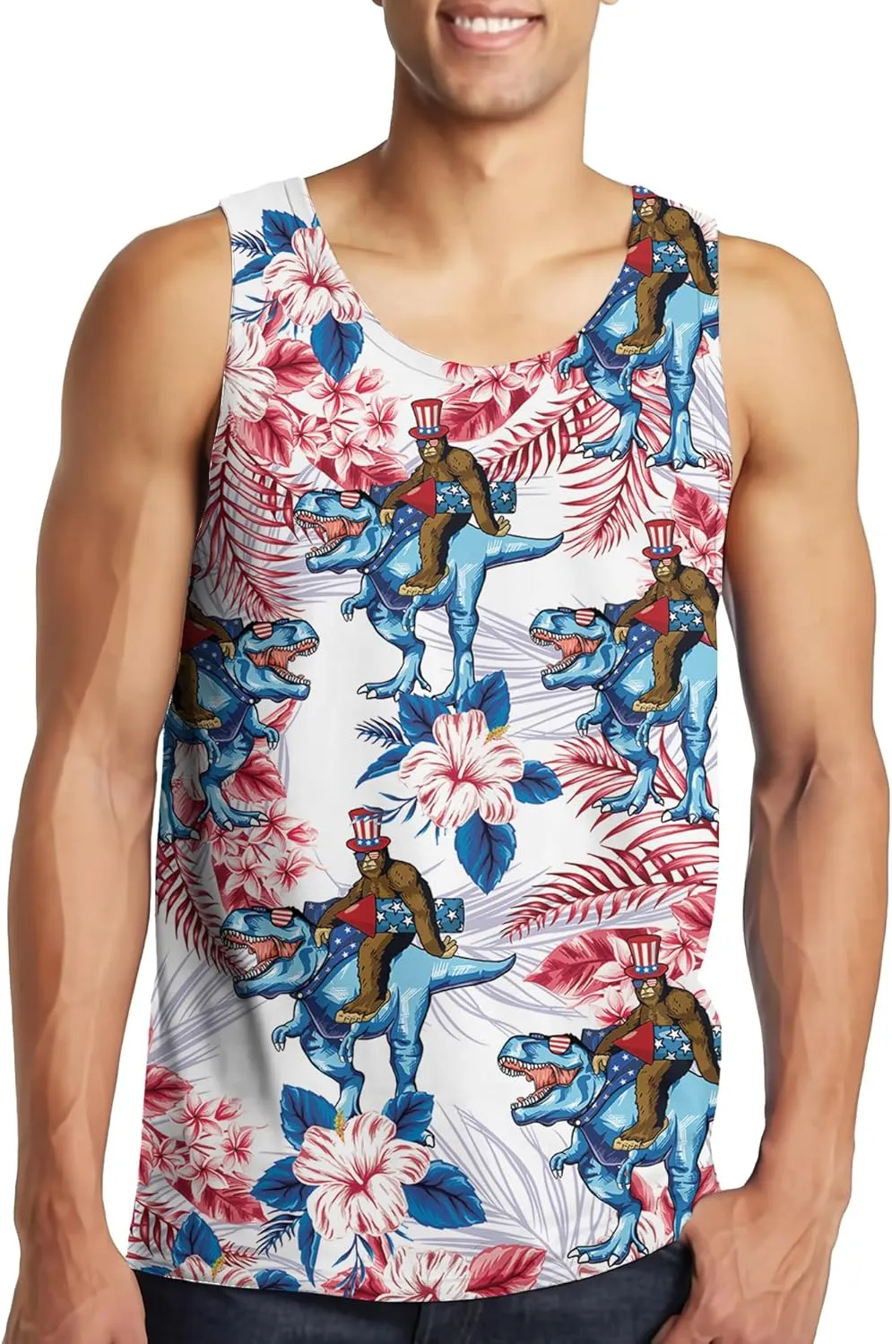 Tank Tops Men Print Funny Graphic Beach Tank Top for Men Summer Casual Wear