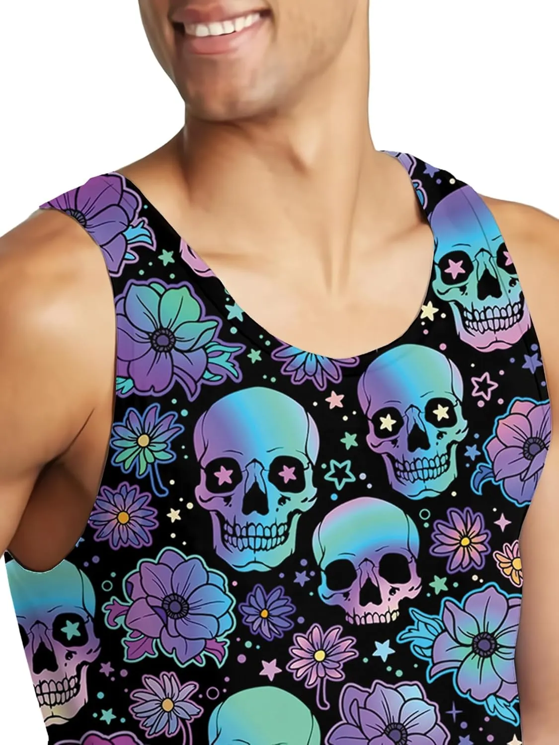 Tank Tops Men Print Funny Graphic Beach Tank Top for Men Summer Casual Wear