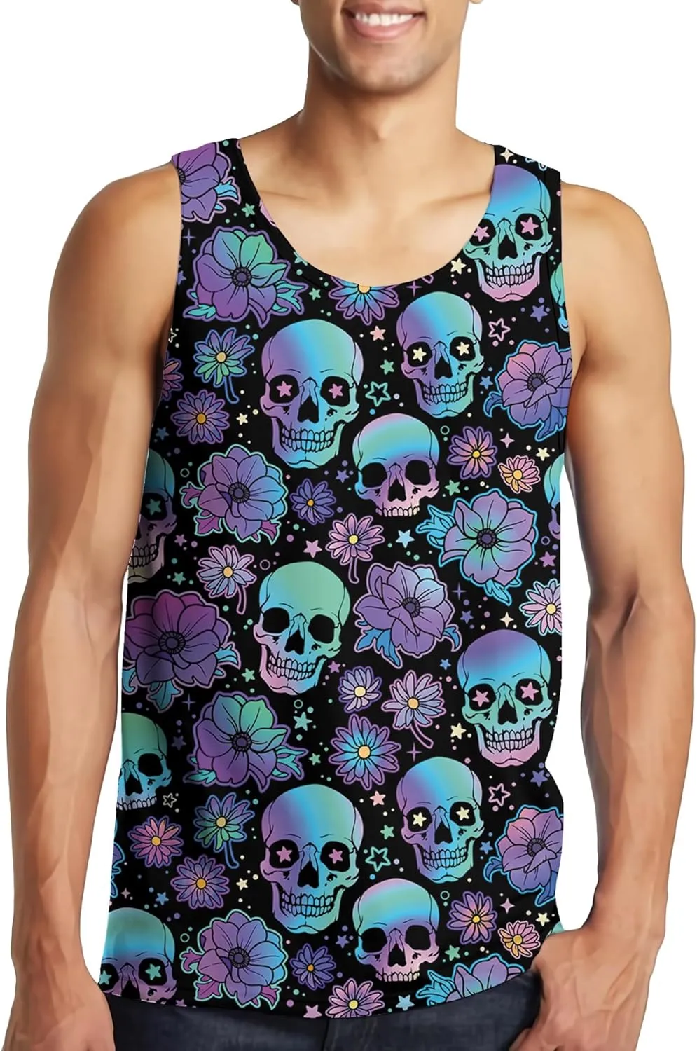 Tank Tops Men Print Funny Graphic Beach Tank Top for Men Summer Casual Wear