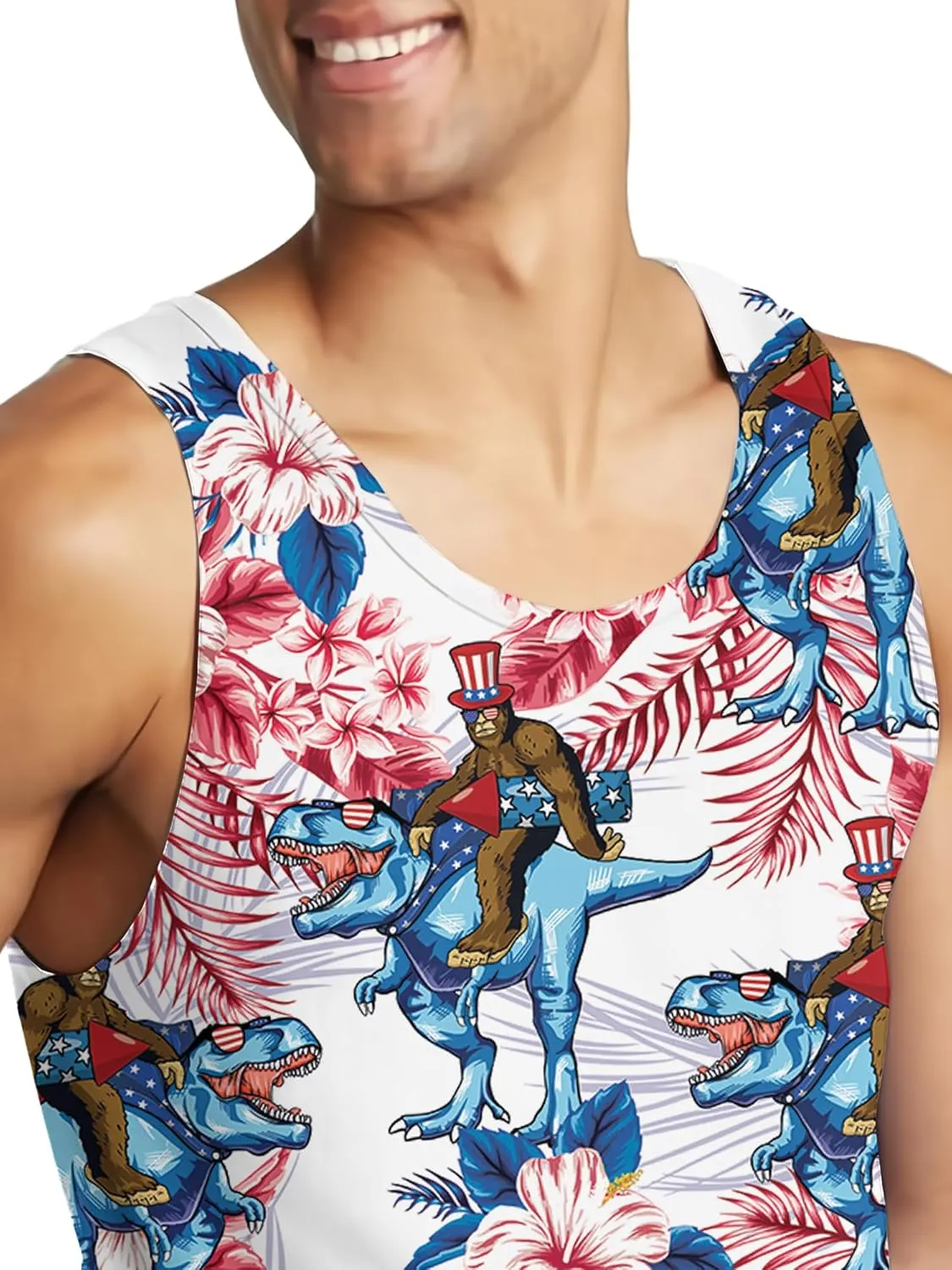 Tank Tops Men Print Funny Graphic Beach Tank Top for Men Summer Casual Wear