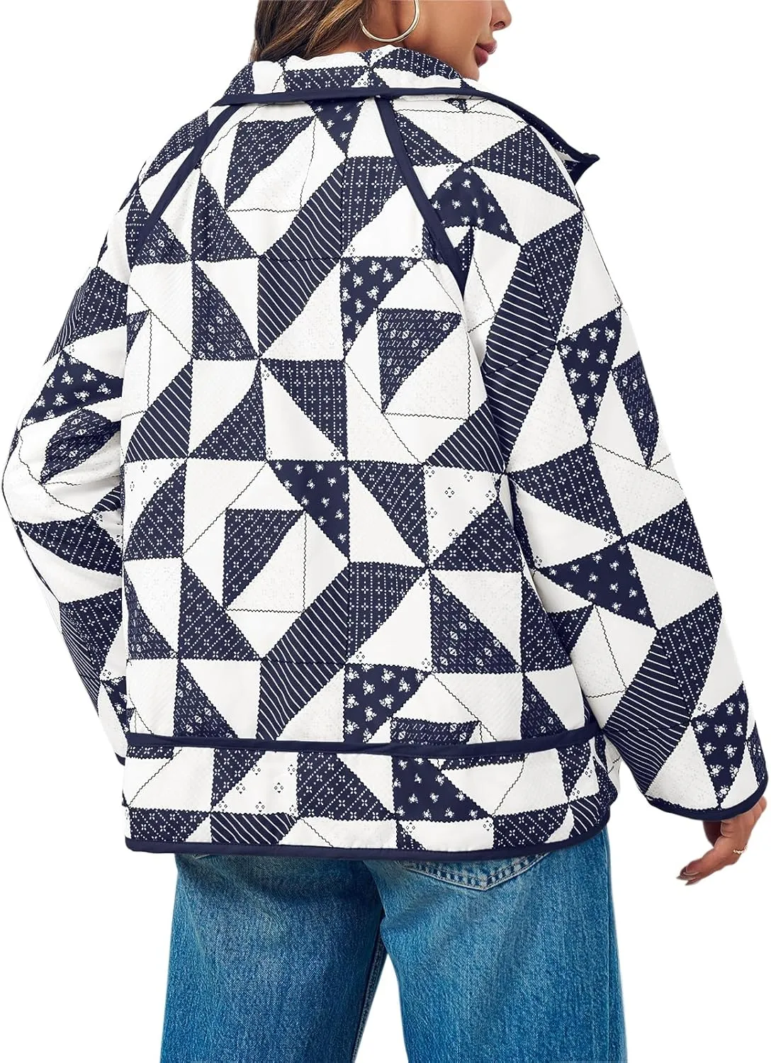 Tankaneo Womens Quilted Puffer Jacket Patchwork Lightweight Padded Puffy Down Coat Outerwear