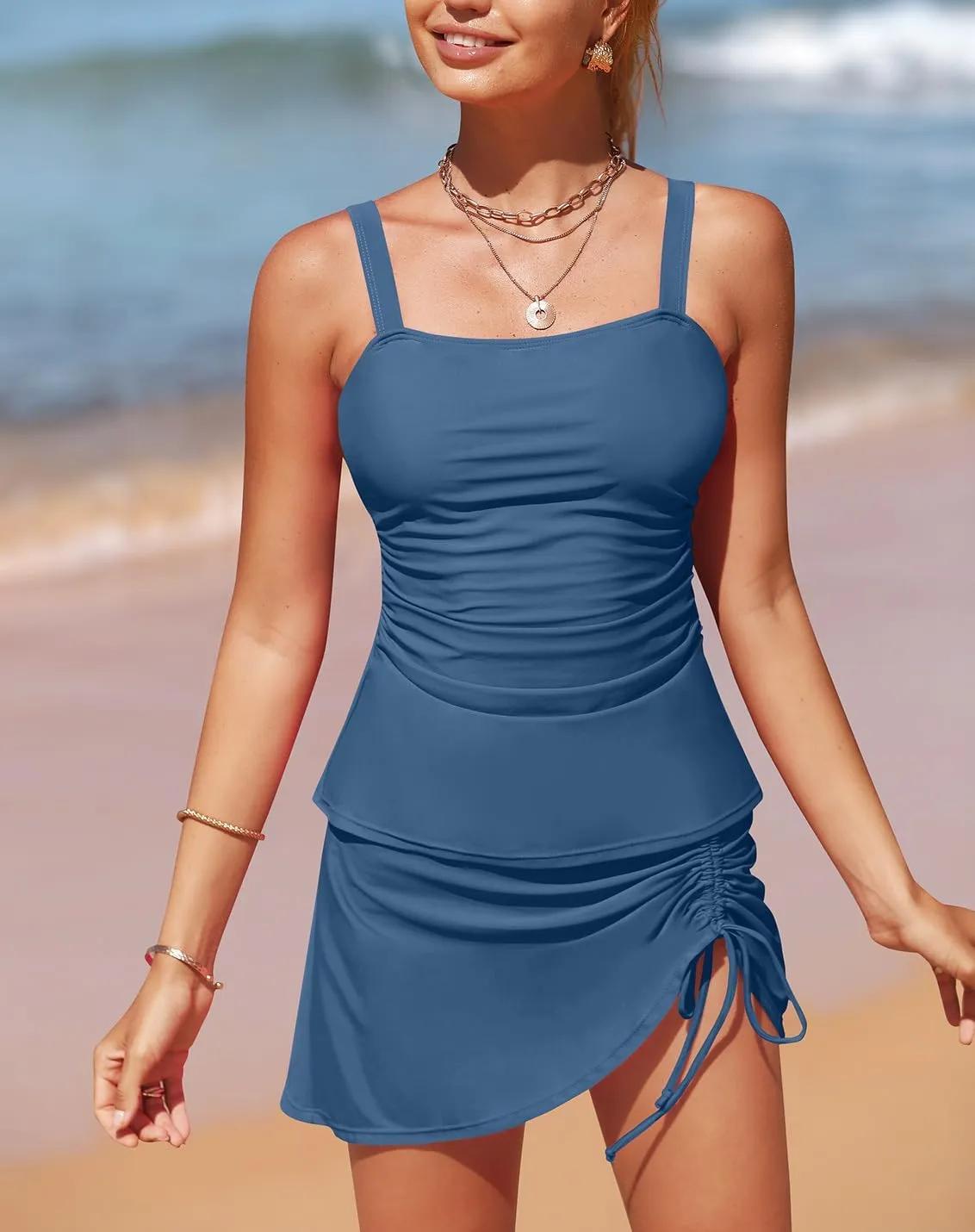 Tankini Swimsuits for Women Tummy Control with Skirt Two Piece Bathing Suits Modest Swimwear