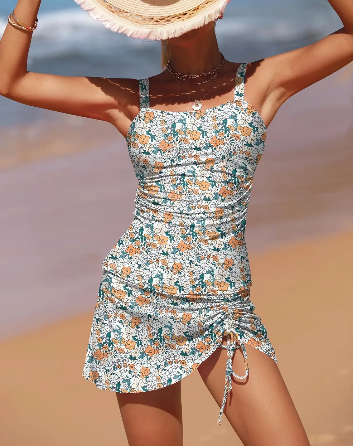 Tankini Swimsuits for Women Tummy Control with Skirt Two Piece Bathing Suits Modest Swimwear