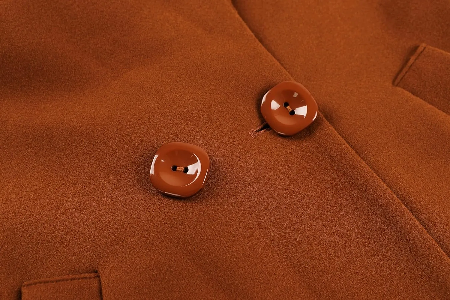 Tanming Womens Elegant Notched Collar Button Wool Blend Solid Long Pea Coat Overcoat