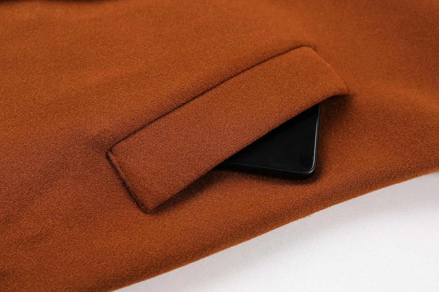 Tanming Womens Elegant Notched Collar Button Wool Blend Solid Long Pea Coat Overcoat