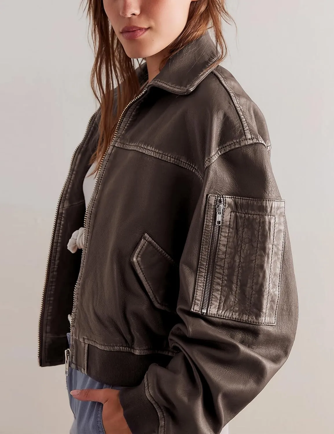 Tanming Womens Leather Jacket Fall Fashion Motorcycle Biker Bomber Jacket Zip Up Winter Coat Outerwear