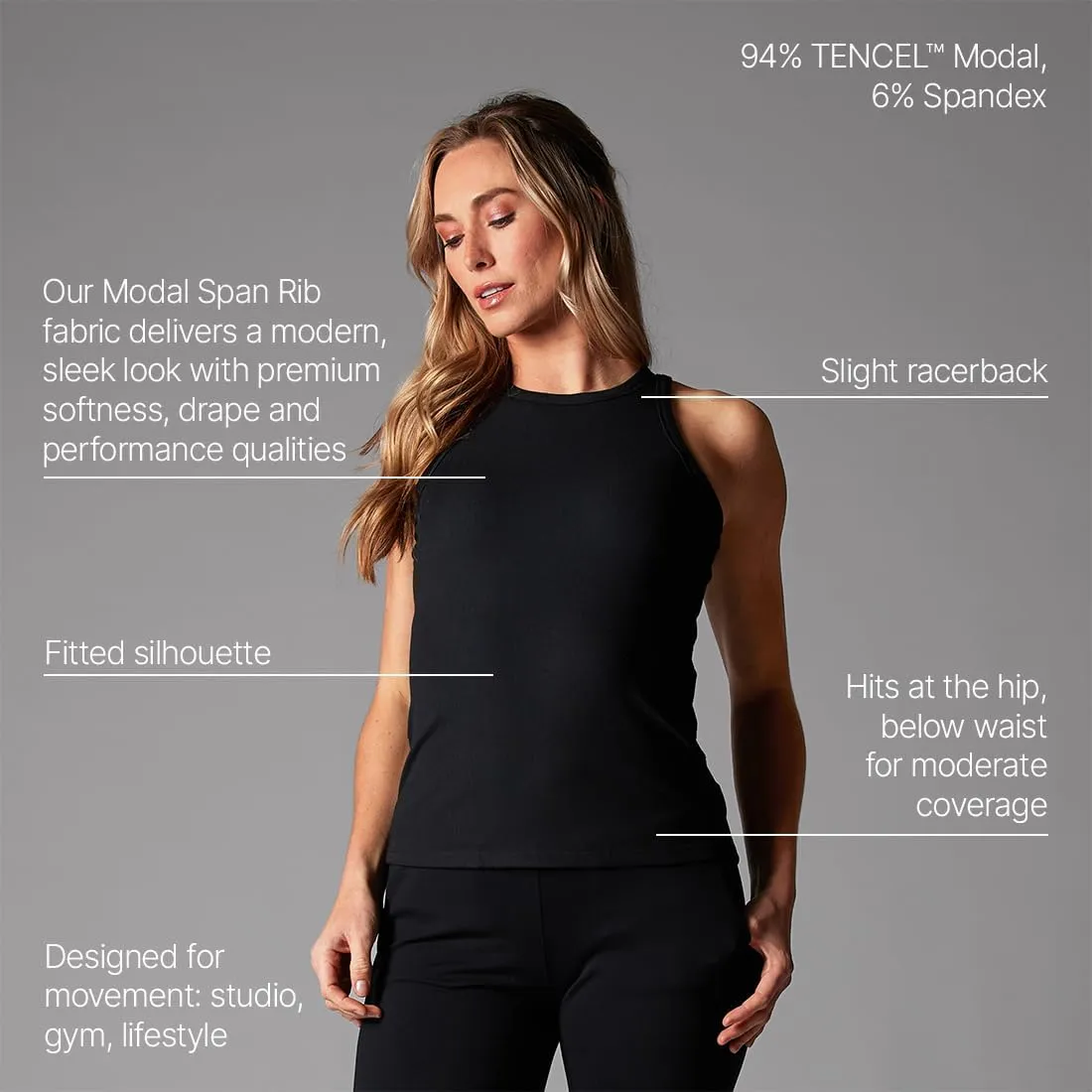 Tavi Womens Rib Tank Top  Ribbed Tank Top, Workout Tops, High Neck Tank Top, Lightweight Racerback Tank