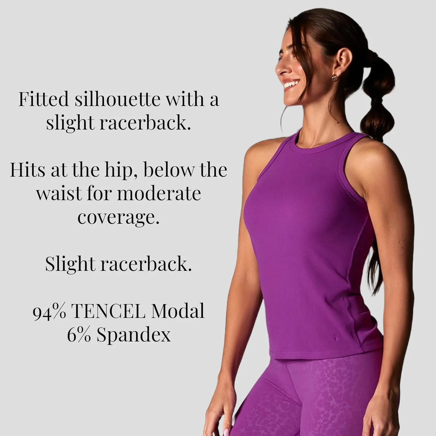 Tavi Womens Rib Tank Top  Ribbed Tank Top, Workout Tops, High Neck Tank Top, Lightweight Racerback Tank