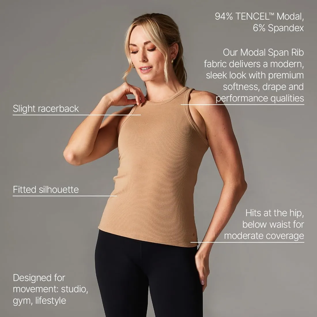 Tavi Womens Rib Tank Top  Ribbed Tank Top, Workout Tops, High Neck Tank Top, Lightweight Racerback Tank