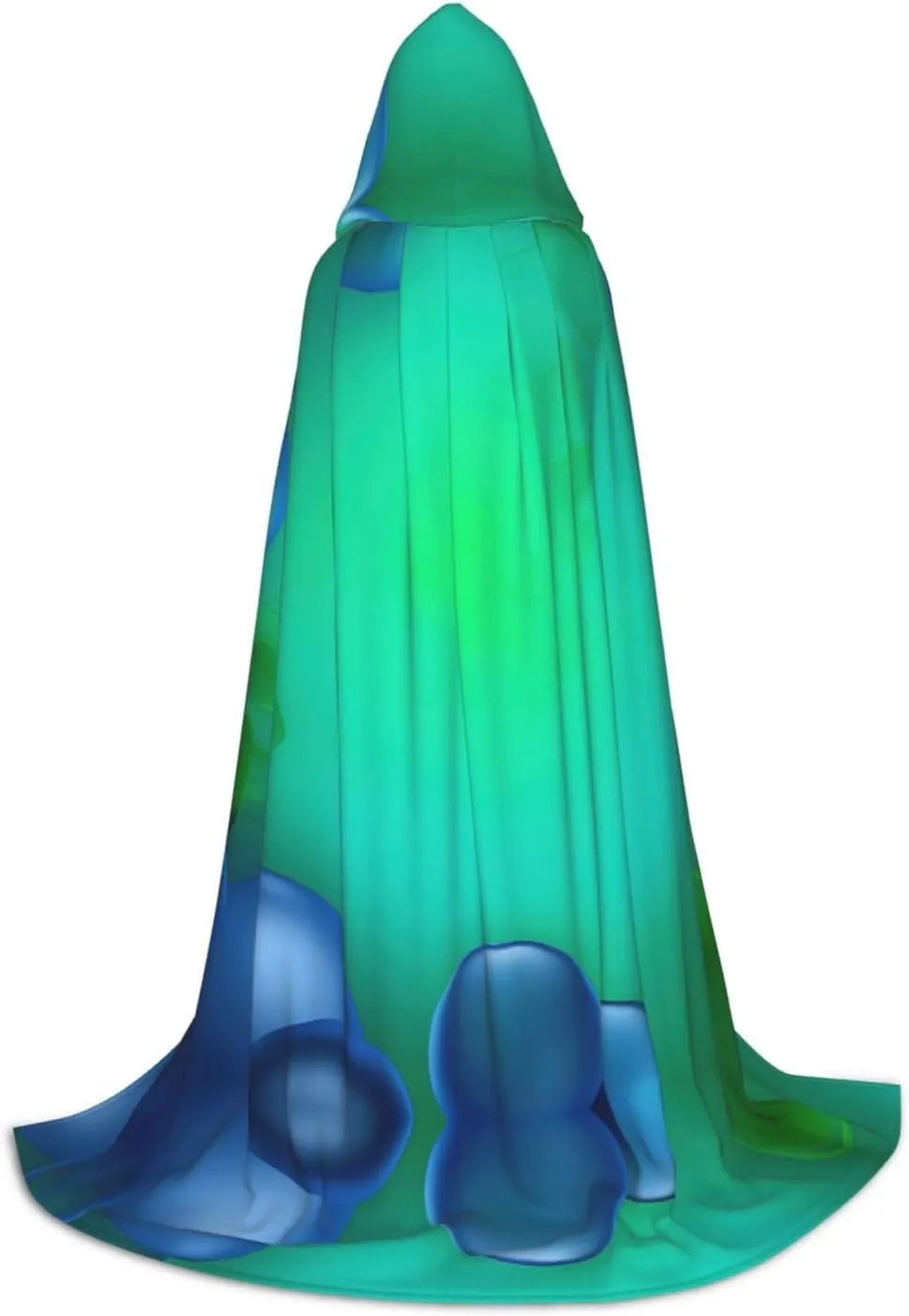 Teal Blue Hooded Cloak Coat Winter Warm Long Cloak Cosplay Costumes Outerwear Carnivals Hoodies Capes