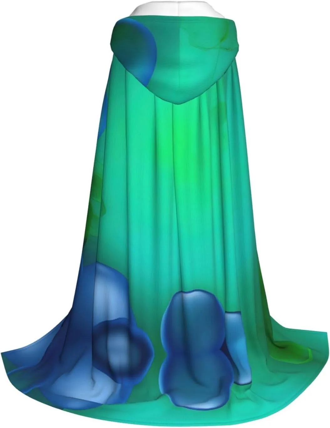 Teal Blue Hooded Cloak Coat Winter Warm Long Cloak Cosplay Costumes Outerwear Carnivals Hoodies Capes