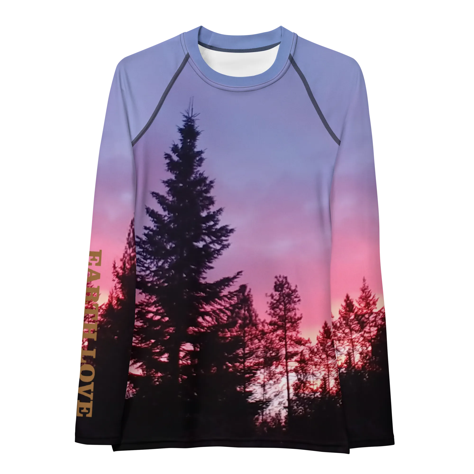 The EARTH LOVE Collection - "Sunset Silhouettes" Design Luxurious Women's Rash Guard, Sun Protective Clothing, Sports & Fitness Clothing