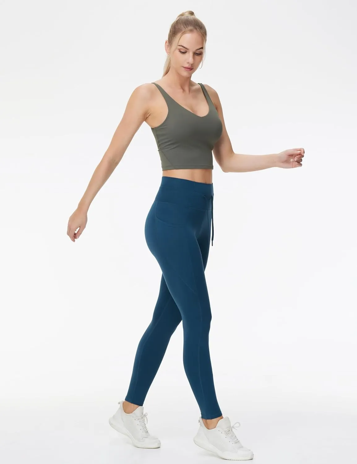 THE GYM PEOPLE Women's High Waist Drawstring Stretchy Workout Leggings Ultra Soft Tummy Control Yoga Pants with Pockets