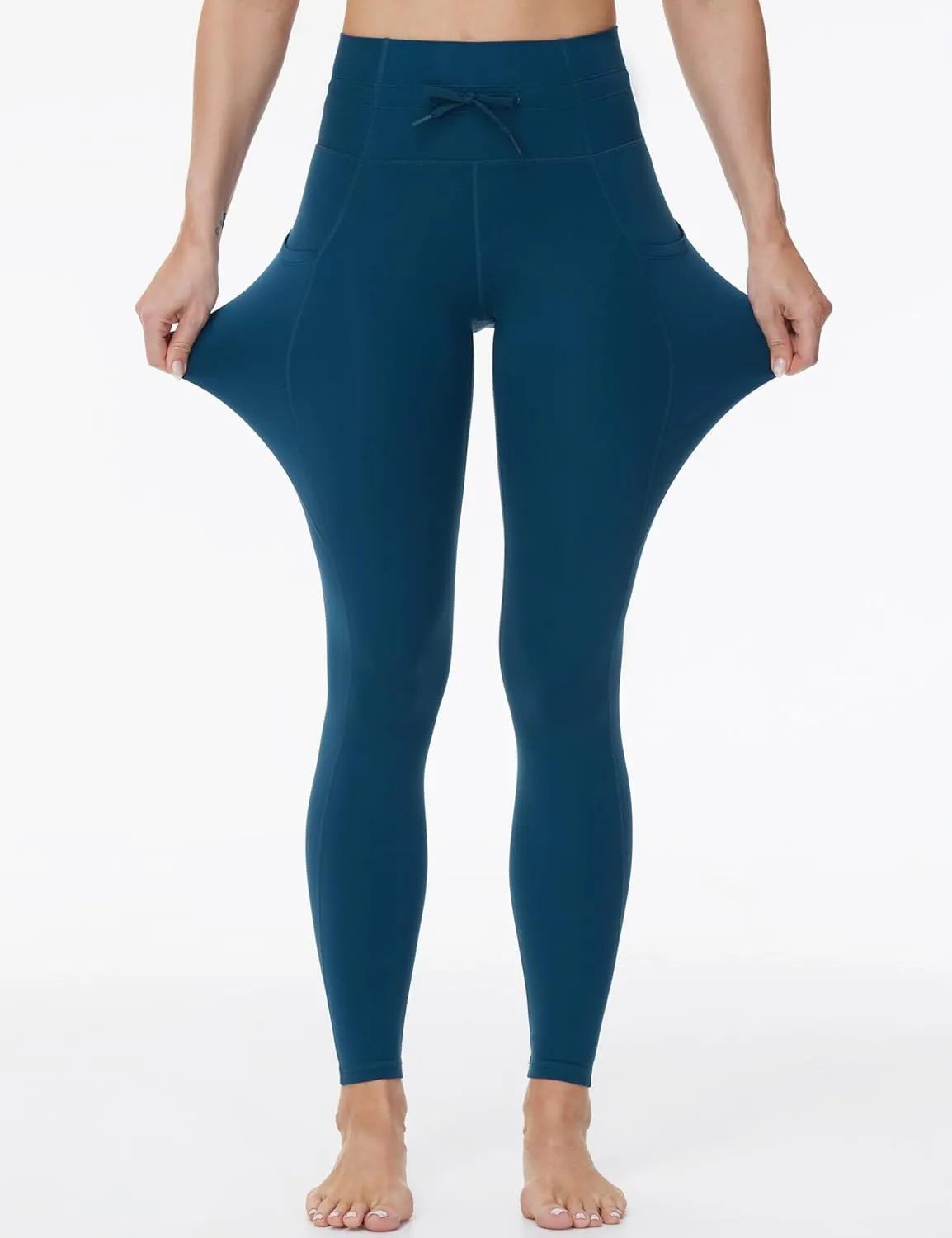 THE GYM PEOPLE Women's High Waist Drawstring Stretchy Workout Leggings Ultra Soft Tummy Control Yoga Pants with Pockets