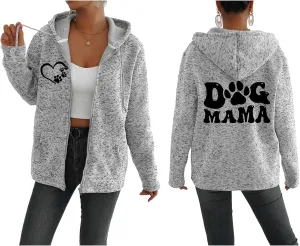 TIAFORD Women's Dog Mom Zip Up Hoodies Oversized Hooded Sweatshirts Fleece Lined Jackets Cute Outfits with Pockets