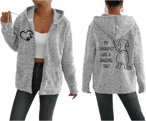 TIAFORD Women's Dog Mom Zip Up Hoodies Oversized Hooded Sweatshirts Fleece Lined Jackets Cute Outfits with Pockets