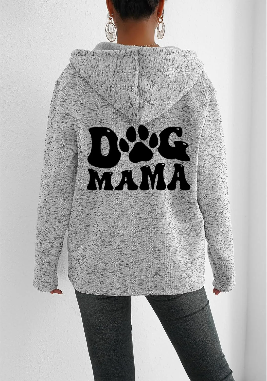 TIAFORD Women's Dog Mom Zip Up Hoodies Oversized Hooded Sweatshirts Fleece Lined Jackets Cute Outfits with Pockets