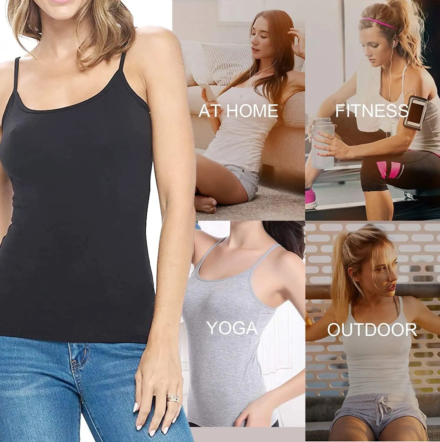 titivate Women's Basic Cami Tank Tops Camisoles Plus Size,Breathable Cotton Stretch Undershirt