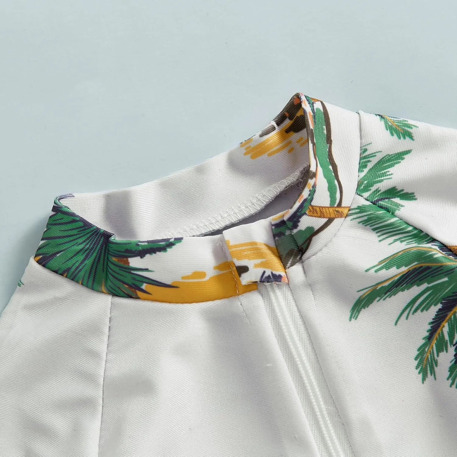 Toddler Baby Boy Swimsuit Turtle/Shark Print Short Sleeve Zip Up Rash Guard Swimwear Infant Summer One-Piece Bathing Suit