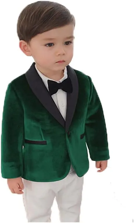 Toddler Boy Formal Suit Jacket Outfit Christmas Velvet Blazer Sports Coat for Kids Birthday Party JTZ019