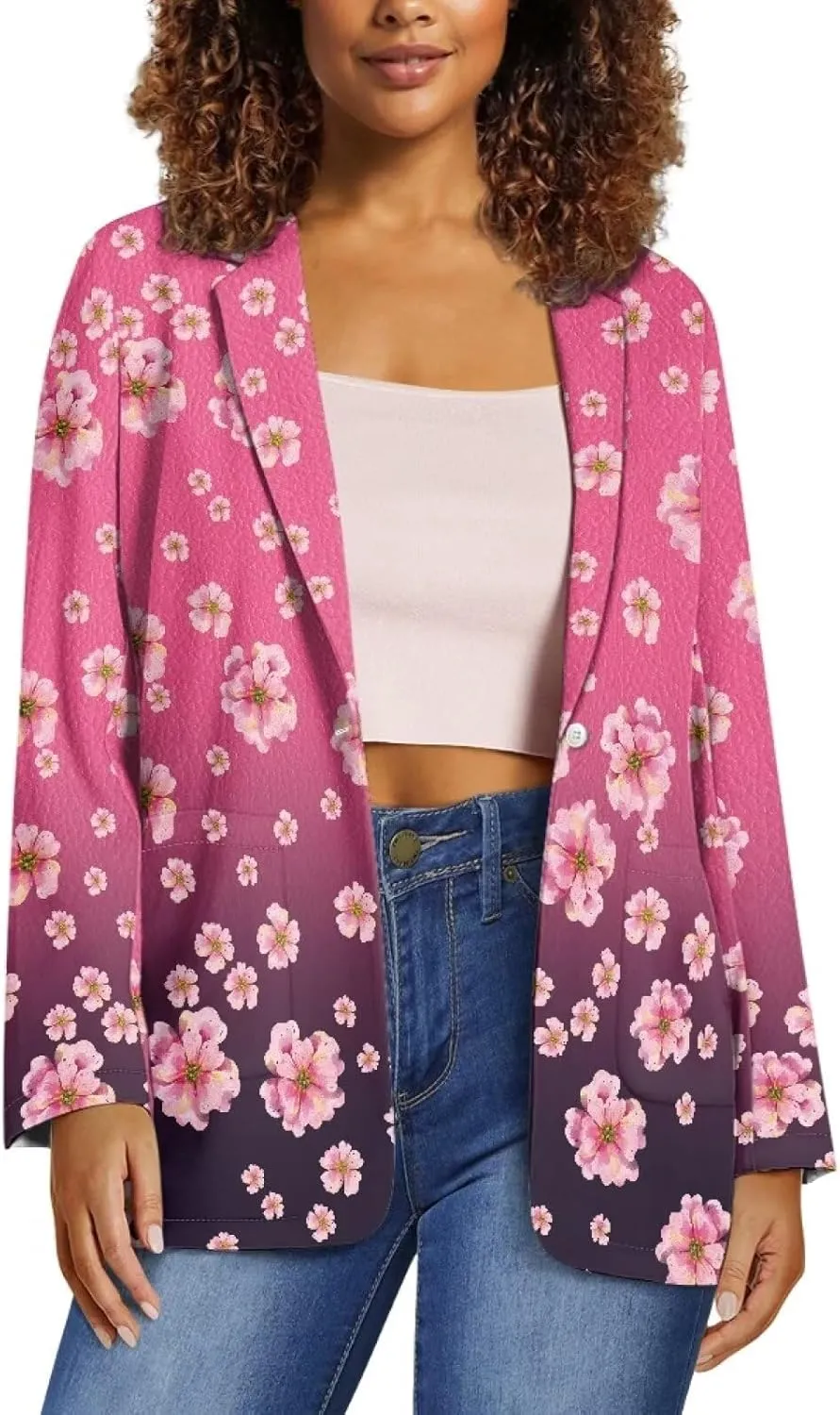 TODIYADDU Blazer Jackets for Women Casual Long Sleeve Lapel Collar Elegant Work Office Jacket Open Front Cardigan Outwear