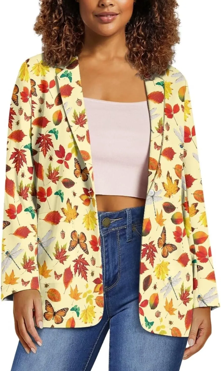 TODIYADDU Blazer Jackets for Women Casual Long Sleeve Lapel Collar Elegant Work Office Jacket Open Front Cardigan Outwear