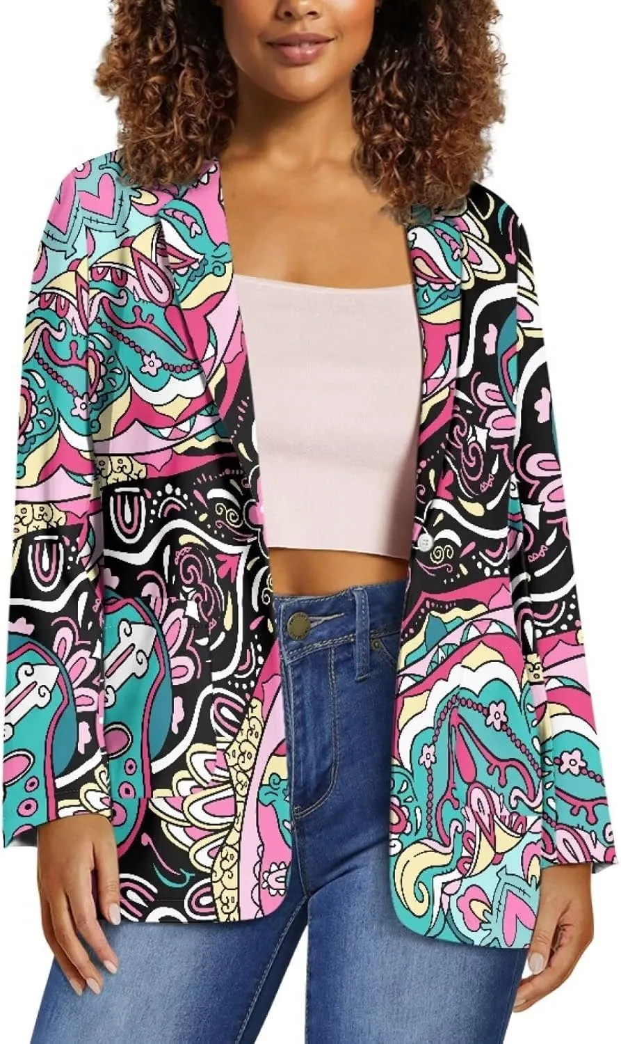 TODIYADDU Blazer Jackets for Women Casual Long Sleeve Lapel Collar Elegant Work Office Jacket Open Front Cardigan Outwear