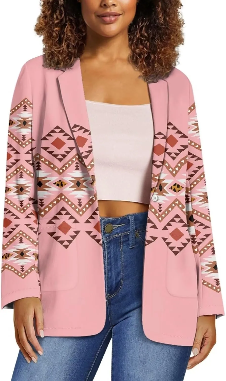 TODIYADDU Womens One Button Blazer Lightweight Office Work Suit Jacket Open Front Cardigan Outwear with Pockets Size 2XS-3XL