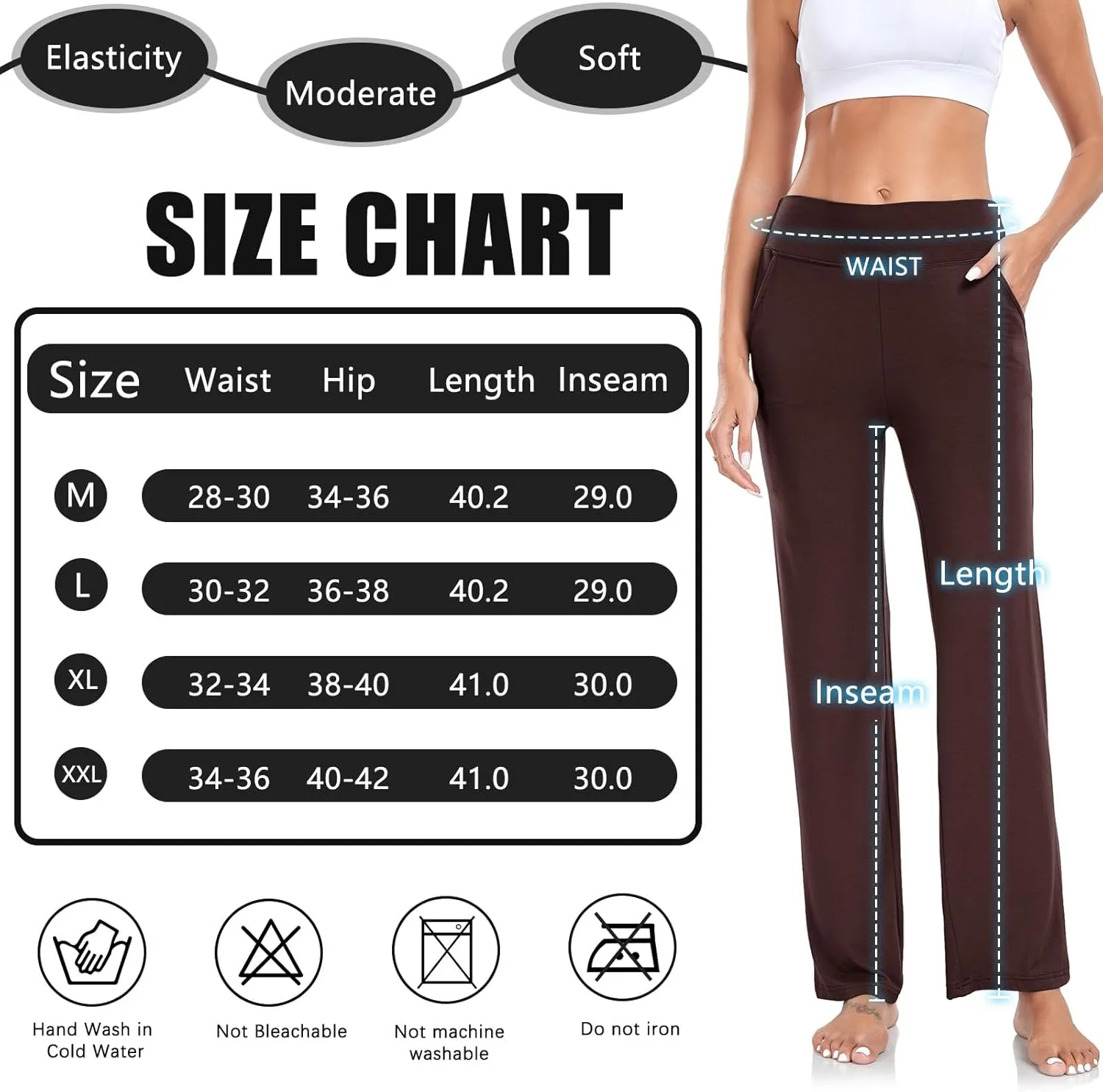 TownCat Womens Yoga Pants with Pockets, High Waist Workout Straight Leg Pants, Womens Soft Gym Stretch Bootcut Pants